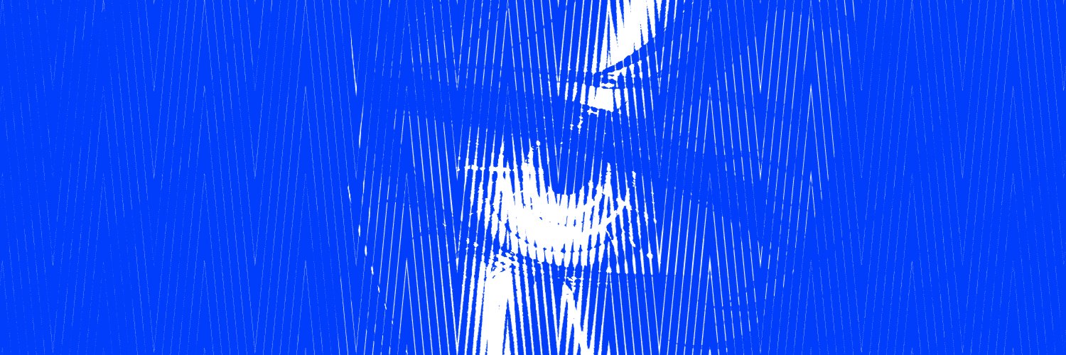The Vex X header: the white script vx mark on a cobalt ground